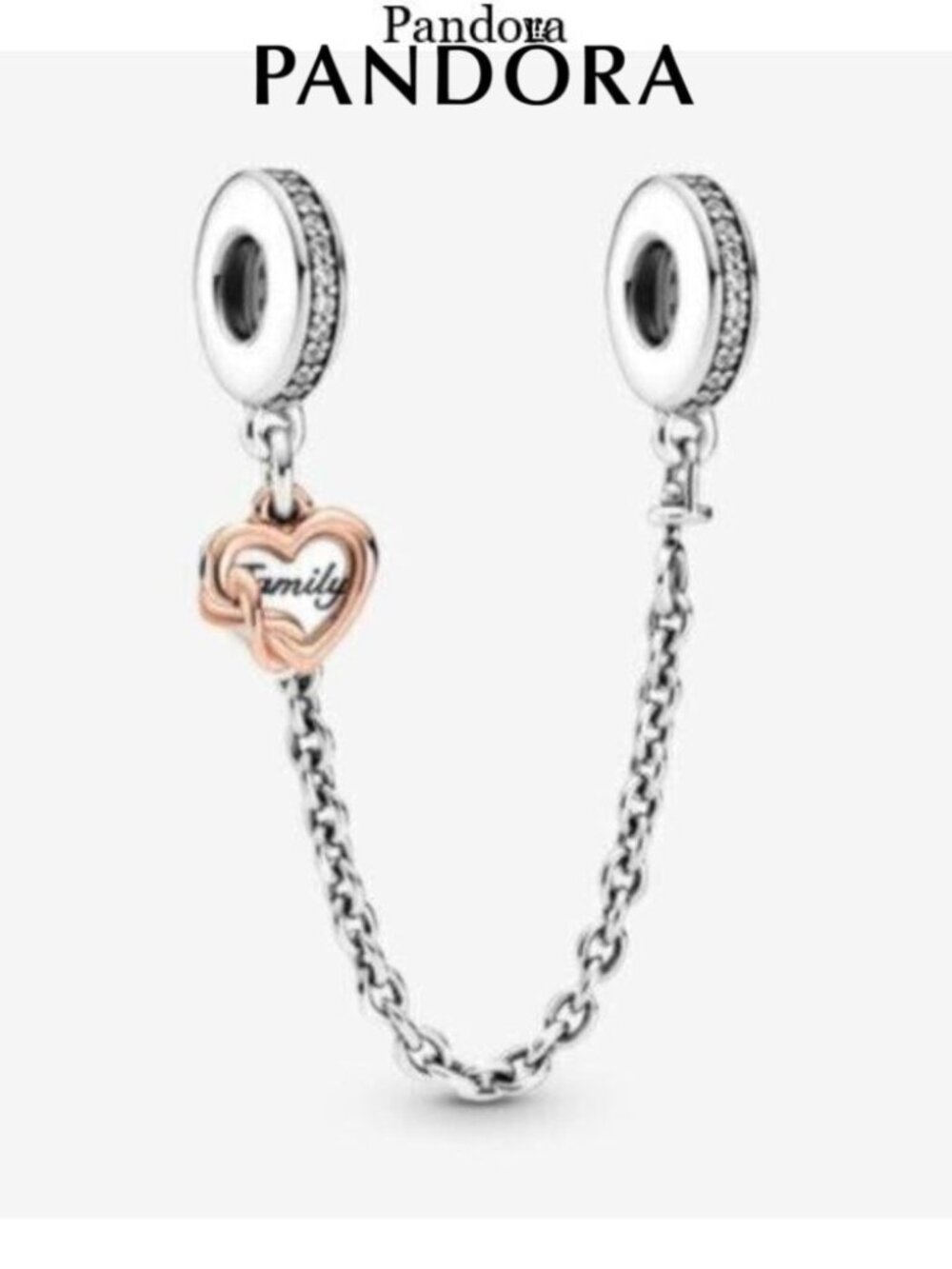 Pandora Family Heart Safety Chain Charm